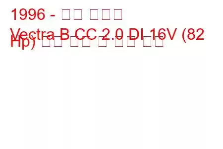 1996 - 오펠 벡트라
Vectra B CC 2.0 DI 16V (82 Hp) 연료 소비 및 기술 사양