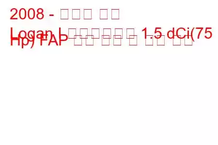 2008 - 다시아 로건
Logan I 페이스리프트 1.5 dCi(75 Hp) FAP 연료 소비 및 기술 사양