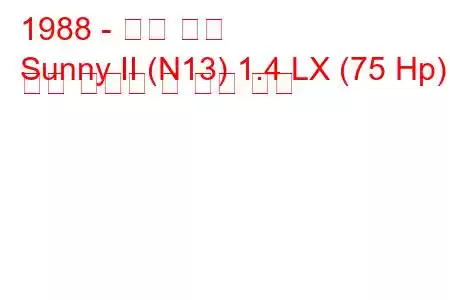 1988 - 닛산 써니
Sunny II (N13) 1.4 LX (75 Hp) 연료 소비량 및 기술 사양