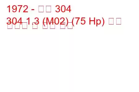 1972 - 푸조 304
304 1.3 (M02) (75 Hp) 연료 소비량 및 기술 사양