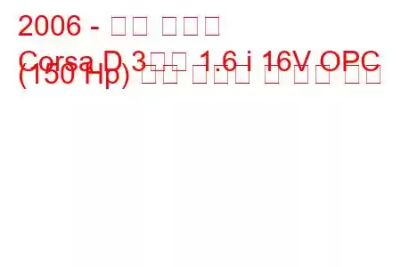 2006 - 오펠 코르사
Corsa D 3도어 1.6 i 16V OPC (150 Hp) 연료 소비량 및 기술 사양