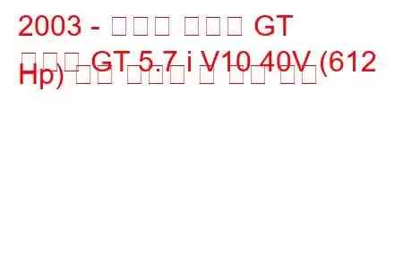 2003 - 포르쉐 카레라 GT
카레라 GT 5.7 i V10 40V (612 Hp) 연료 소비량 및 기술 사양