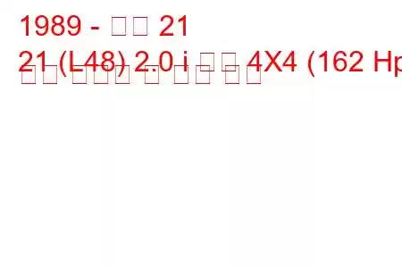 1989 - 르노 21
21 (L48) 2.0 i 터보 4X4 (162 Hp) 연료 소비량 및 기술 사양