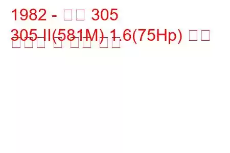 1982 - 푸조 305
305 II(581M) 1.6(75Hp) 연료 소비량 및 기술 사양