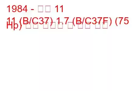 1984 - 르노 11
11 (B/C37) 1.7 (B/C37F) (75 Hp) 연료 소비량 및 기술 사양