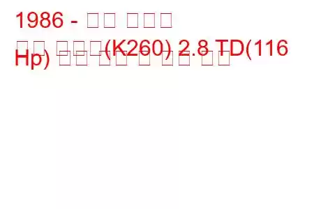 1986 - 닛산 패트롤
순찰 하드탑(K260) 2.8 TD(116 Hp) 연료 소비 및 기술 사양