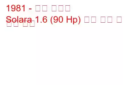 1981 - 탤벗 솔라라
Solara 1.6 (90 Hp) 연료 소비 및 기술 사양