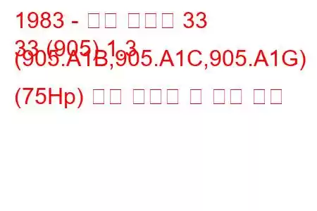 1983 - 알파 로미오 33
33 (905) 1.3 (905.A1B,905.A1C,905.A1G) (75Hp) 연료 소비량 및 기술 사양