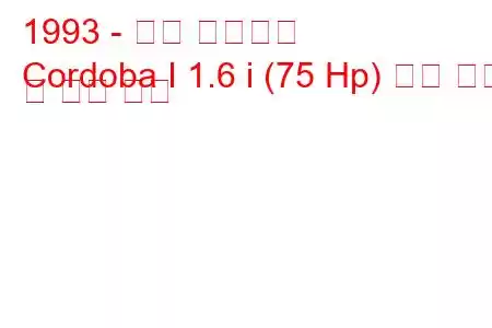 1993 - 좌석 코르도바
Cordoba I 1.6 i (75 Hp) 연료 소비 및 기술 사양