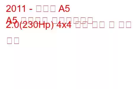 2011 - 아우디 A5
A5 리프트백 페이스리프트 2.0(230Hp) 4x4 연료 소비 및 기술 사양