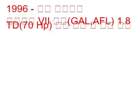 1996 - 포드 에스코트
에스코트 VII 해치(GAL,AFL) 1.8 TD(70 Hp) 연료 소비 및 기술 사양