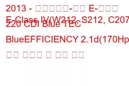 2013 - 메르세데스-벤츠 E-클래스
E-Class IV(W212, S212, C207) 220 CDI Blue TEC BlueEFFICIENCY 2.1d(170Hp) 연료 소비량 및 기술 사양