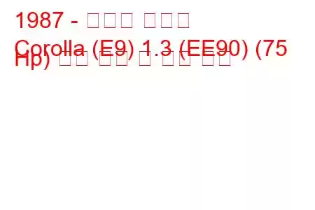 1987 - 토요타 코롤라
Corolla (E9) 1.3 (EE90) (75 Hp) 연료 소비 및 기술 사양