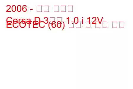 2006 - 오펠 코르사
Corsa D 3도어 1.0 i 12V ECOTEC (60) 연비 및 기술 사양