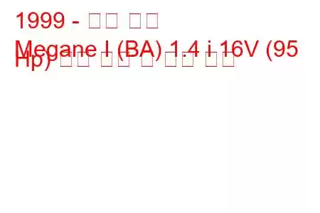 1999 - 르노 메간
Megane I (BA) 1.4 i 16V (95 Hp) 연료 소비 및 기술 사양