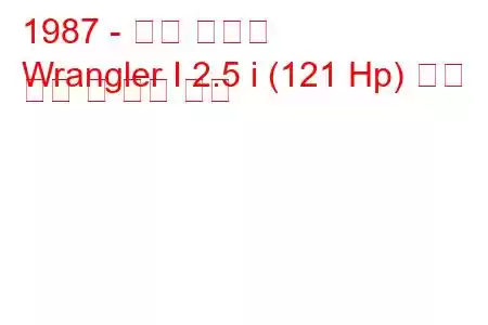 1987 - 지프 랭글러
Wrangler I 2.5 i (121 Hp) 연료 소비 및 기술 사양