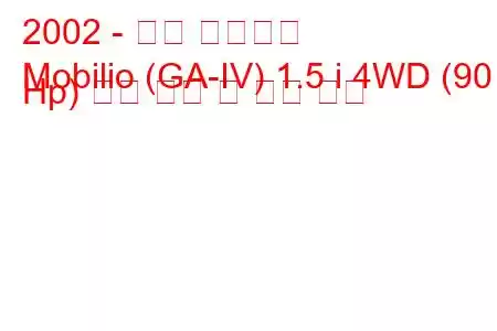 2002 - 혼다 모빌리오
Mobilio (GA-IV) 1.5 i 4WD (90 Hp) 연료 소비 및 기술 사양