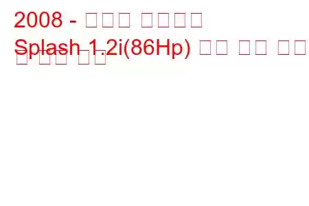 2008 - 스즈키 스플래시
Splash 1.2i(86Hp) 자동 연료 소비 및 기술 사양