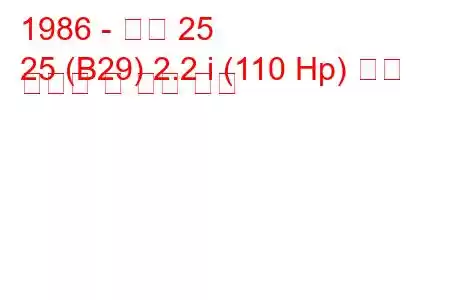 1986 - 르노 25
25 (B29) 2.2 i (110 Hp) 연료 소비량 및 기술 사양