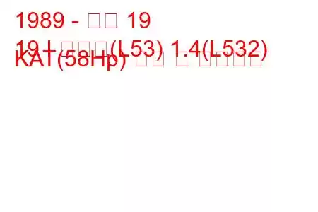 1989 - 르노 19
19 I 샤마드(L53) 1.4(L532) KAT(58Hp) 연비 및 기술사양