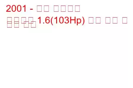 2001 - 현대 매트릭스
매트릭스 1.6(103Hp) 연료 소비 및 기술 사양