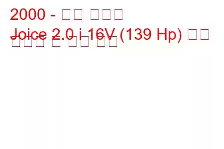 2000 - 기아 조이스
Joice 2.0 i 16V (139 Hp) 연료 소비량 및 기술 사양