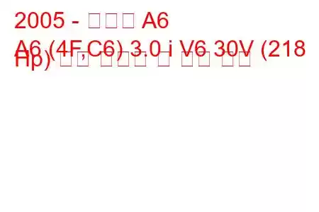 2005 - 아우디 A6
A6 (4F,C6) 3.0 i V6 30V (218 Hp) 연료 소비량 및 기술 사양