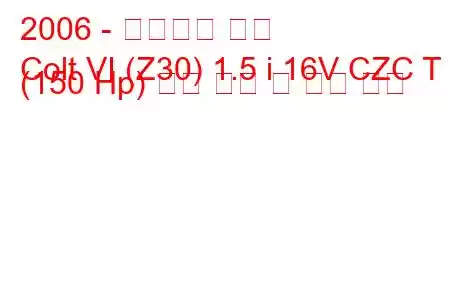 2006 - 미쓰비시 콜트
Colt VI (Z30) 1.5 i 16V CZC T (150 Hp) 연료 소비 및 기술 사양