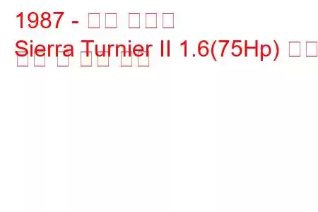 1987 - 포드 시에라
Sierra Turnier II 1.6(75Hp) 연료 소비 및 기술 사양