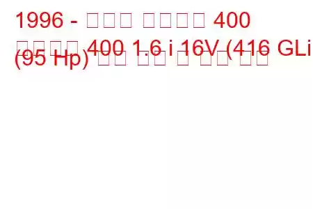 1996 - 프로톤 페르소나 400
페르소나 400 1.6 i 16V (416 GLi) (95 Hp) 연료 소비 및 기술 사양