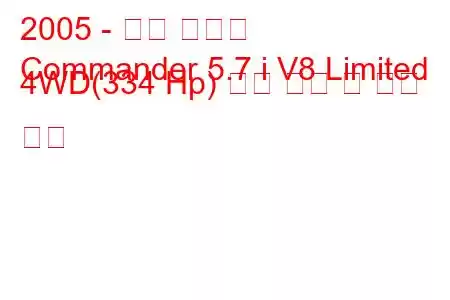 2005 - 지프 커맨더
Commander 5.7 i V8 Limited 4WD(334 Hp) 연료 소비 및 기술 사양