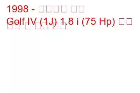 1998 - 폭스바겐 골프
Golf IV (1J) 1.8 i (75 Hp) 연료 소비 및 기술 사양