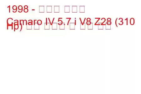 1998 - 쉐보레 카마로
Camaro IV 5.7 i V8 Z28 (310 Hp) 연료 소비량 및 기술 사양