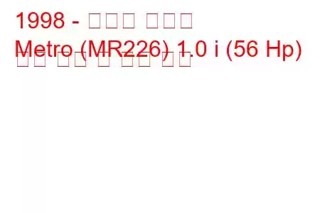 1998 - 쉐보레 지하철
Metro (MR226) 1.0 i (56 Hp) 연료 소비 및 기술 사양