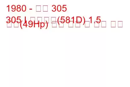 1980 - 푸조 305
305 I 브레이크(581D) 1.5 디젤(49Hp) 연료 소비 및 기술 사양