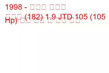 1998 - 피아트 브라보
브라보 (182) 1.9 JTD 105 (105 Hp) 연료 소비 및 기술 사양