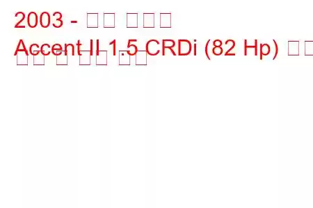 2003 - 현대 엑센트
Accent II 1.5 CRDi (82 Hp) 연료 소비 및 기술 사양