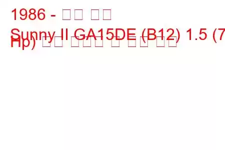 1986 - 닛산 써니
Sunny II GA15DE (B12) 1.5 (71 Hp) 연료 소비량 및 기술 사양