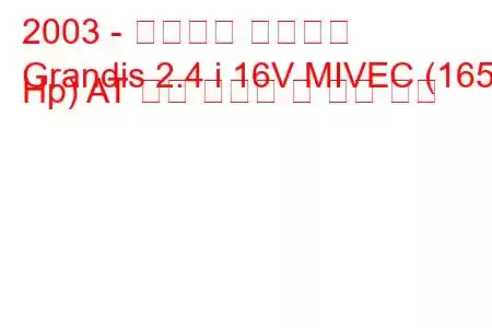 2003 - 미쓰비시 그란디스
Grandis 2.4 i 16V MIVEC (165 Hp) AT 연료 소비량 및 기술 사양