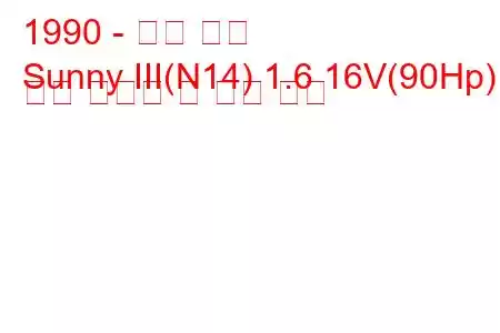 1990 - 닛산 써니
Sunny III(N14) 1.6 16V(90Hp) 연료 소비량 및 기술 사양