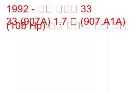 1992 - 알파 로미오 33
33 (907A) 1.7 즉 (907.A1A) (105 Hp) 연료 소비 및 기술 사양