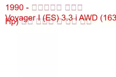 1990 - 크라이슬러 보이저
Voyager I (ES) 3.3 i AWD (163 Hp) 연료 소비량 및 기술 사양
