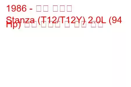 1986 - 닛산 스탠자
Stanza (T12/T12Y) 2.0L (94 Hp) 연료 소비량 및 기술 사양