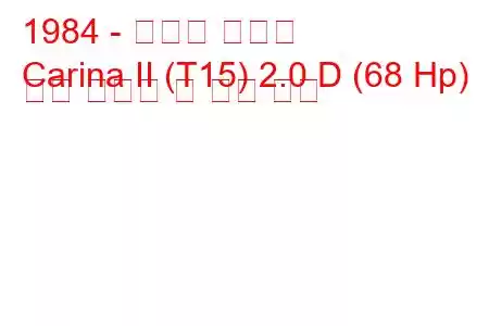 1984 - 토요타 카리나
Carina II (T15) 2.0 D (68 Hp) 연료 소비량 및 기술 사양