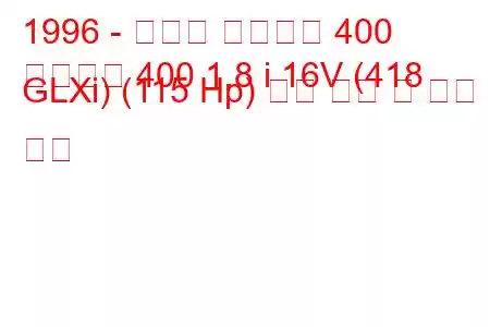 1996 - 프로톤 페르소나 400
페르소나 400 1.8 i 16V (418 GLXi) (115 Hp) 연료 소비 및 기술 사양