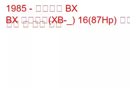 1985 - 시트로엥 BX
BX 브레이크(XB-_) 16(87Hp) 연료 소비 및 기술 사양