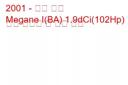 2001 - 르노 메간
Megane I(BA) 1.9dCi(102Hp) 연료 소비량 및 기술 사양