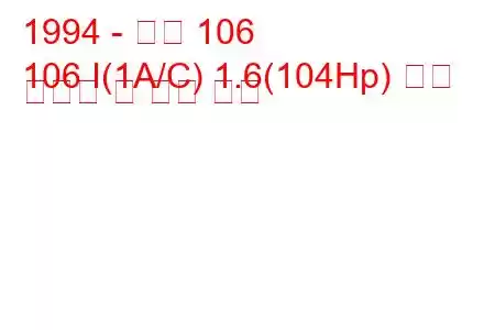 1994 - 푸조 106
106 I(1A/C) 1.6(104Hp) 연료 소비량 및 기술 사양