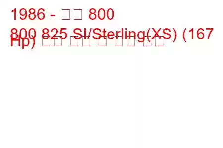 1986 - 로버 800
800 825 SI/Sterling(XS) (167 Hp) 연료 소비 및 기술 사양