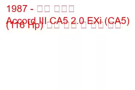 1987 - 혼다 어코드
Accord III CA5 2.0 EXi (CA5) (116 Hp) 연료 소비 및 기술 사양